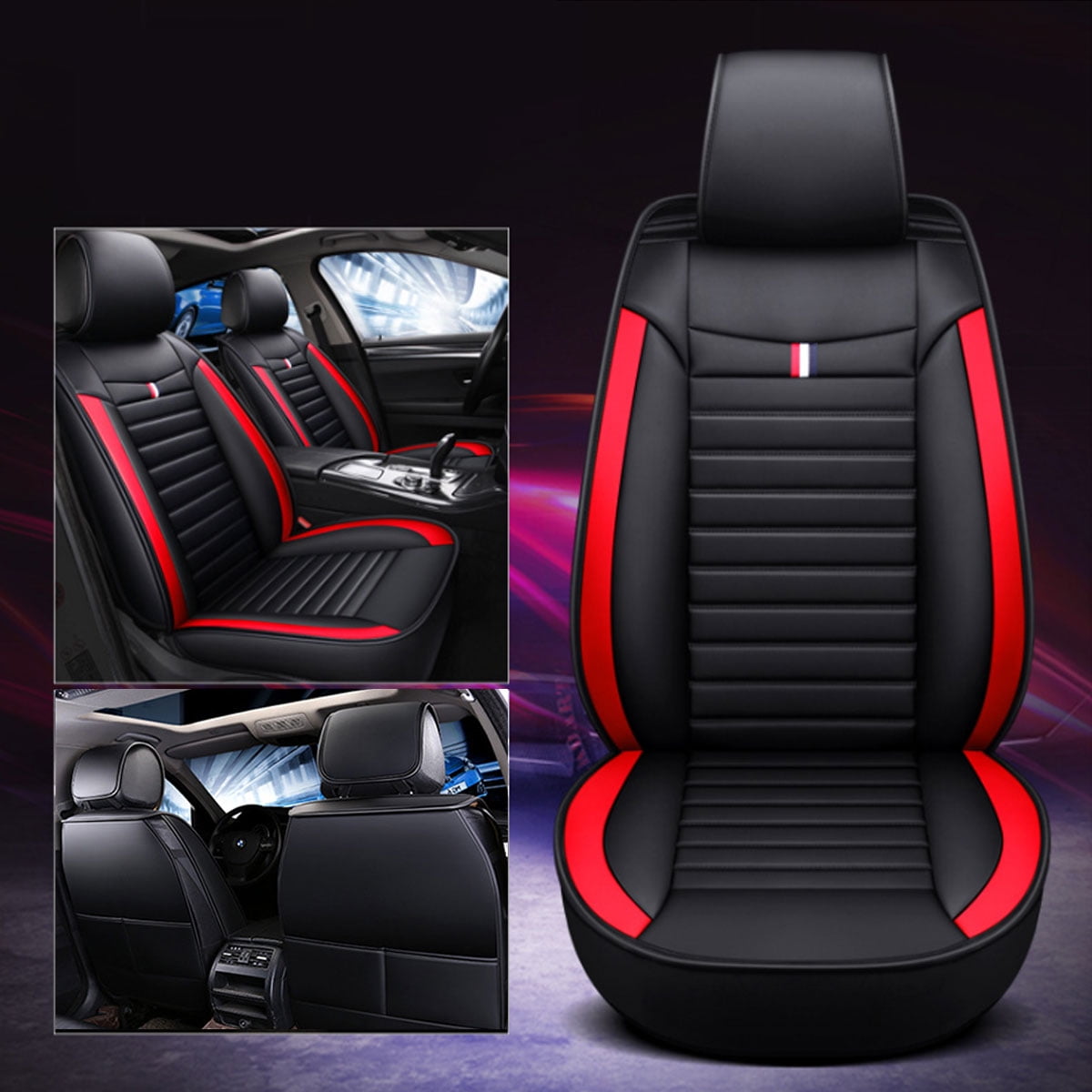 Automotive 2 x Fronts Luxury BLACK CAR SEAT COVERS PROTECTORS Seat