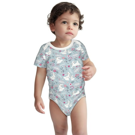 

Zeuib Bunny And Flower Unisex Baby Short-Sleeve Onesies Bodysuit 100% Organic Cotton-2 Years
