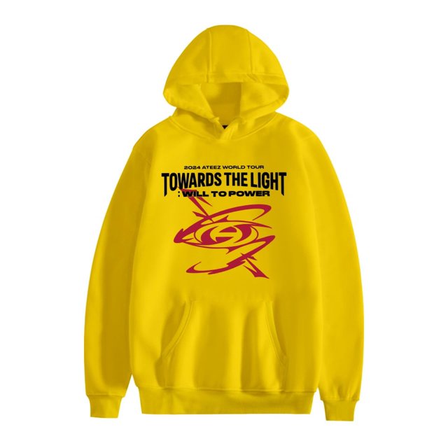 ATEEZ Double Sided Pattern Comfort Hoodies For Unisex Tracksuit Pullover Fans,L,Yellow