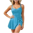 thumbnail image 2 of FcBaudy Maillot de Bain Femme Couleur Unie Robe de Bain Contrôle Maillots de Bain Modeste Maillot de Bain Conservateur Jupe Femme Maillot de Bain en Nylon, 2 of 7