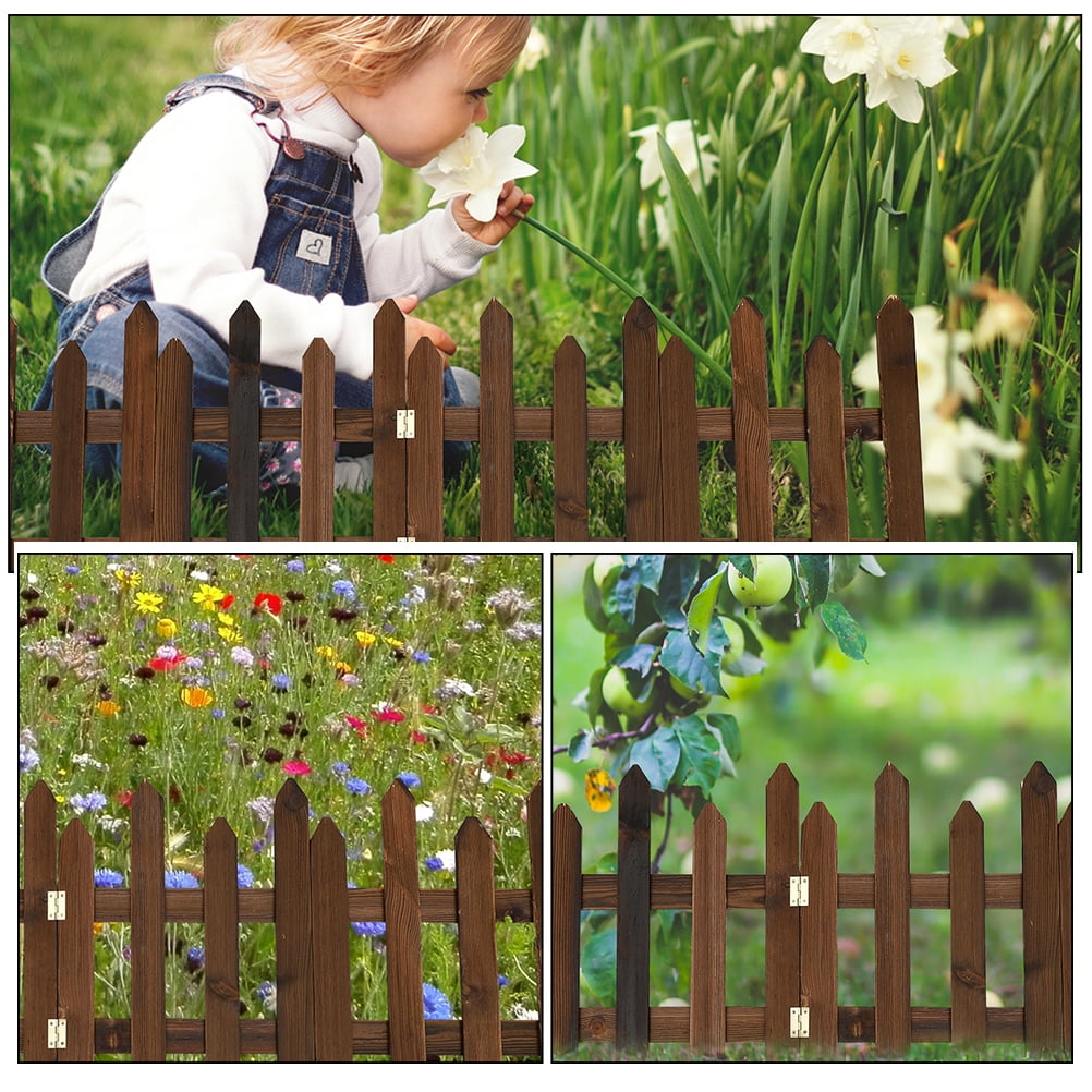 CYLINDSOME Garden Wooden Folding Fence Lawn Flowerbeds Plant Border Decorative Landscape Wooden Panels