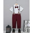 thumbnail image 6 of ZOEREA Toddler Baby Boy Clothes Suit Gentleman Wedding Outfits, Formal Dress Shirt with Bowtie + Suspender Pants 1-5 Years, 6 of 7