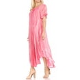 thumbnail image 3 of Sakkas Myani Two Tone Embroidered Sheer Cap Sleeve Caftan Long Dress | Cover Up - Pink - One Size Regular, 3 of 5