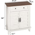 thumbnail image 2 of Kitchen Storage Cabinet with a Large Drawer for Dining Room, Bathroom, Entryway, Farmhouse Sideboard Buffet Cabinet with 3 Tiers Adjustable Shelf, White+Brown, 2 of 6
