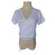 thumbnail image 1 of Camiseta corta con cuello en V y cordón frontal fruncido para mujer, 1 of 6