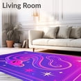 thumbnail image 2 of ODIKA 8'x10' Machine Washable Non-Slip Area Rug, Enchanting Mythical Creature Medley Featuring Spiral Horns and Starry Trails High Traffic Rug, Purple, 724024, 2 of 7