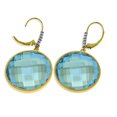 thumbnail image 2 of Galaxy Gold 14K Yellow Gold Natural Blue Topaz and Natural Diamond Dangle Earrings - December Birthstone - Communication & Serenity - Fine Jewelry for Women, 2 of 3