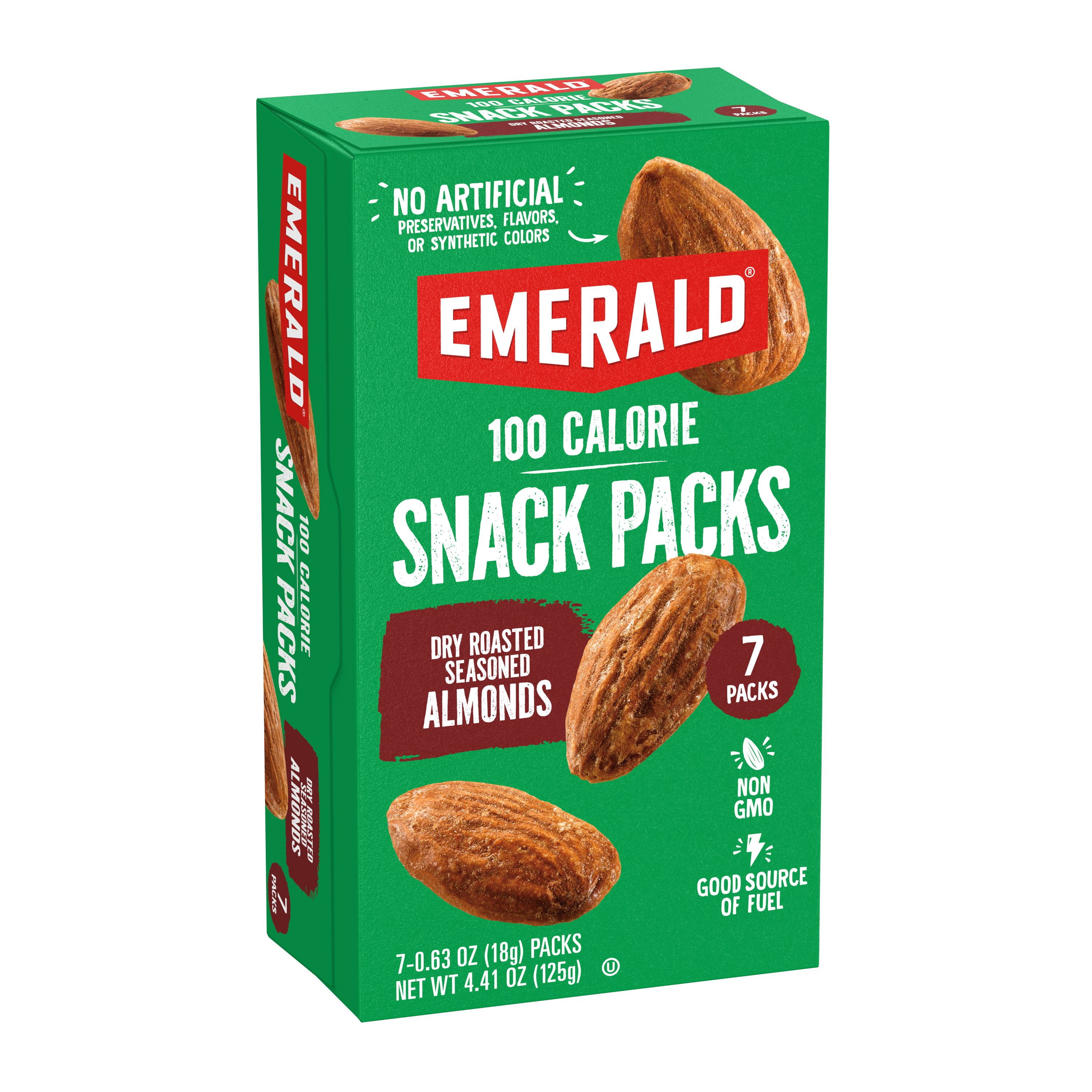 Emerald Nuts Dry Roasted Almonds, 100-Calorie Packs, 7 Count (Pack of 3)