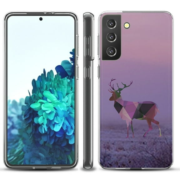 Slim-Fit TPU Protective Phone Case compatible with Samsung Galaxy S21  5G / S21 PLUS 5G, by OneToughShield ® - Deer/Polygon