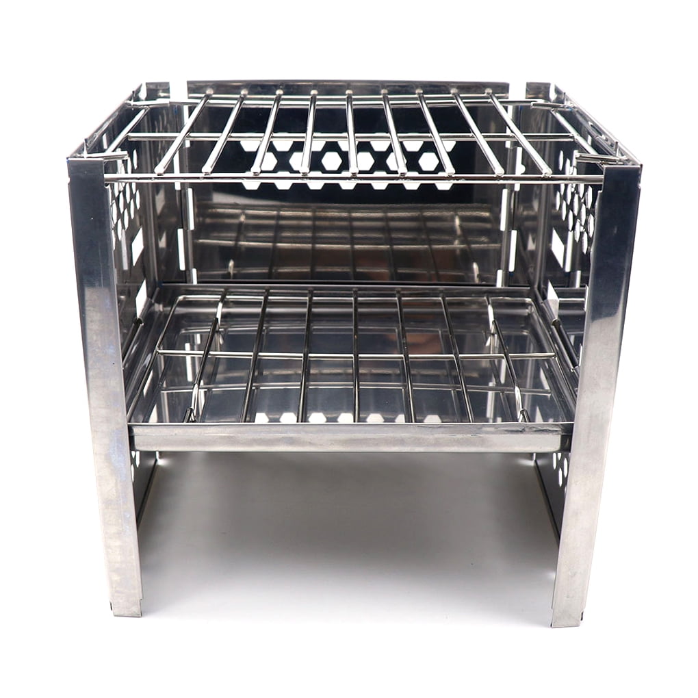 destyer Stainless Steel Barbecue Grill Portable Folding Washable Reusable Removable Grills Outdoor Backyard Weekend Grilling Tools Straight Grill Net