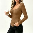 thumbnail image 5 of Ribbed Long Sleeve Tops for Women, Fall Slim Fits Knit Pullover Shirt, Fashion V Neck Casual Elegant Tops, 5 of 7