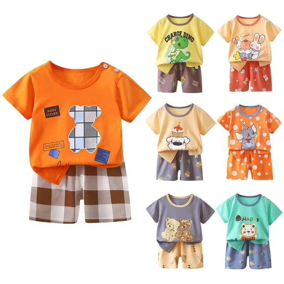 Nwiuh Toddler Baby Boy Clothes Boys Summer Outfits T-shirt Dinosaur Boy Short Sleeve Set 18 Months-4T(Mint Green, 18-24 Months)