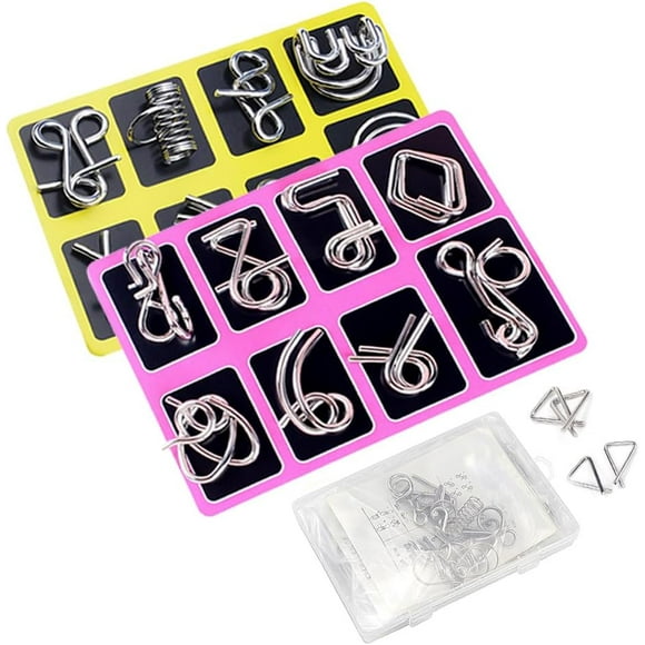 2pcs,Metal Brain Teaser Puzzles Ring, 3D Interlocking Metal Wire IQ Logic Game, Challenging Iron Ring Puzzle for Kids Adults, Educational Party Favor Travel Thinking Toy.,Type2