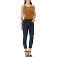 thumbnail image 3 of MODA NOVA Juniors Striped Raglan Long Sleeve V Neck T-Shirt Coffee XL, 3 of 4