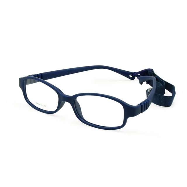 Gafas para niños y niñas, montura de gafas ópticas con correa, tamaño 49-16,6-8 años sin tornillo, gafas flexibles de una pieza para niños con cordón