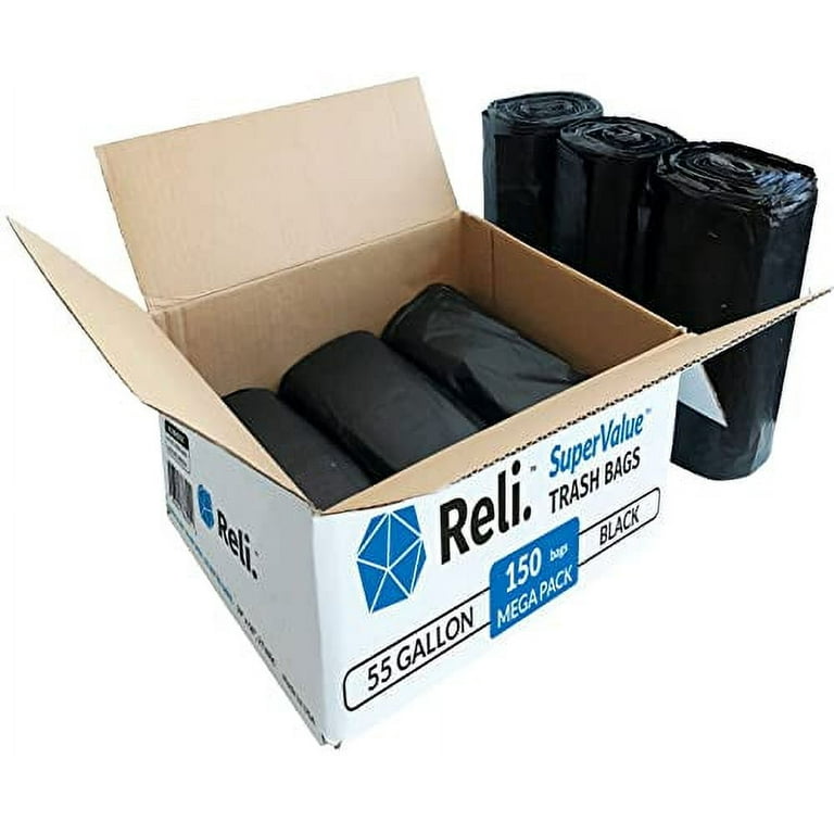 Reli. SuperValue 13 Gallon Trash Bags | 1000 Count Bulk | Tall Kitchen |  Can Liners | Black Multi-Use Garbage Bags