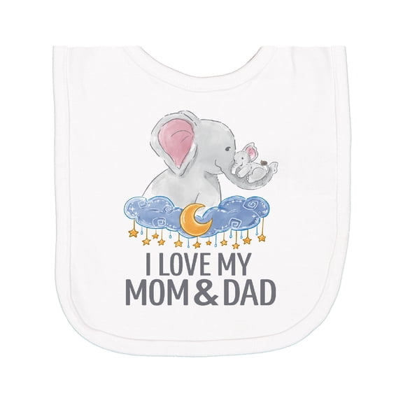 Inktastic I Love My Mom and Dad Cute Elephants in Night Sky Newborn Bib