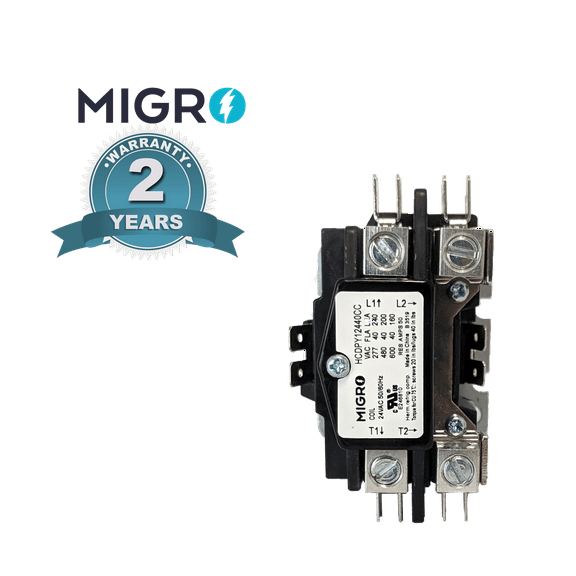 MIGRO 1 Pole 40 AMP Heavy Duty AC Contactor Replaces Virtually All Residential 1 Pole Models (Migro 1 Pole -2yr Warranty)