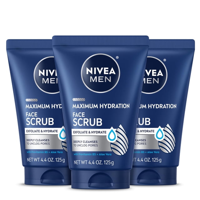 NIVEA Men Deep Cleaning Face Scrub 4.4 Ounce (Pack of 3) (Packaging May Vary)
