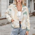 thumbnail image 3 of Jackets for Women Winter Coat Jackets Flannel Stand Collar Jacket(Abstract Pastel Wavy Design Background,Size:S-4XL), 3 of 7