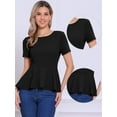 thumbnail image 2 of DARING DIVA Women's Round Neck Elegant Peplum Tops S Black, 2 of 6