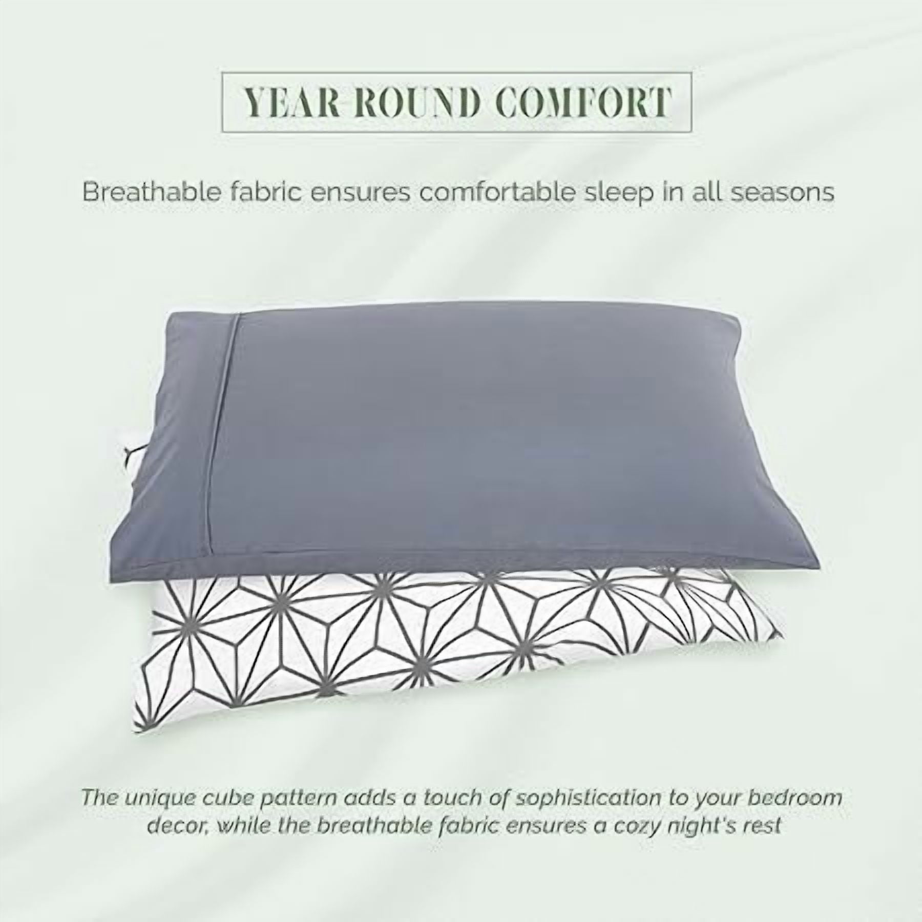 Elegant Comfort Luxury Soft 4-Piece Cube Geometric Pattern Sheet Set - 1500 Series Wrinkle and Fade Resistant Bedding Set Twin Grey