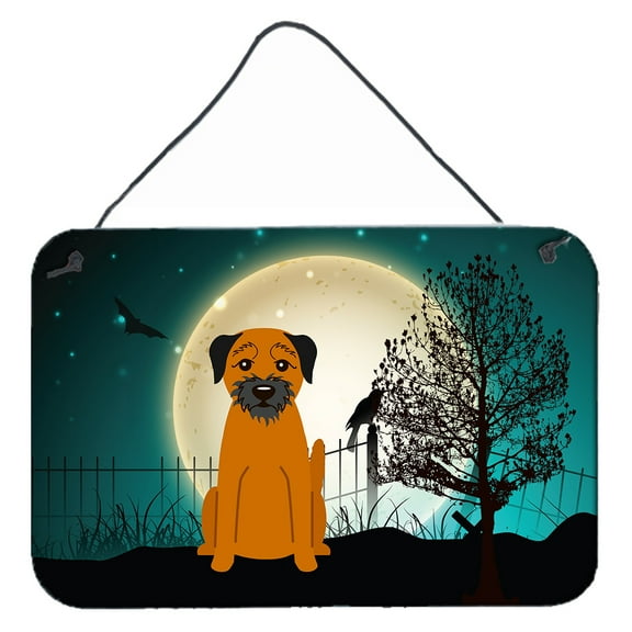 Carolines Treasures BB2229DS812 Halloween Scary Border Terrier Wall or Door Hanging Prints  8x12 multicolor