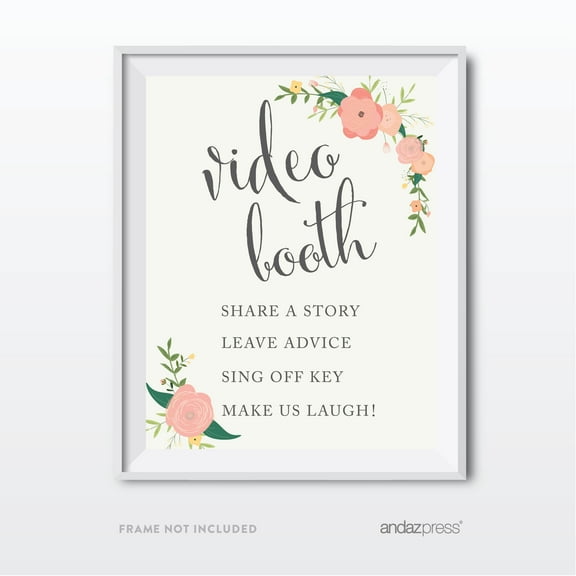 Videobooth - Share A Story Floral Roses Wedding Party Signs