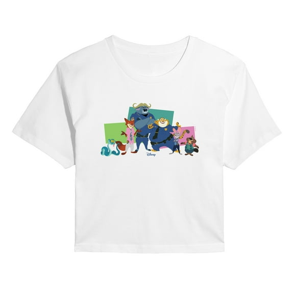 Zootopia 2 - Nick, Judy, And Friends - Juniors Cropped Short Sleeve Graphic T-Shirt