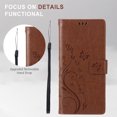 thumbnail image 6 of Wallet Case for Google Pixel 9 Pro XL,PU Leather Wallet Flip Kickstand Case [Magnetic Closure] [Wrist Strap] [Card Slots Holder] Embossed Butterfly & Flower Case for Women Girls,Brown, 6 of 9