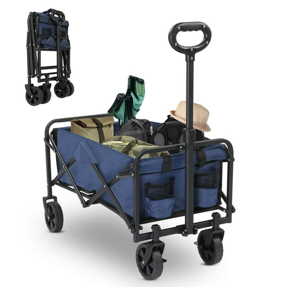 Ktaxon 29x18x33 Foldable Garden Cart Heavy Duty 220lb, 600D Oxford Steel Frame Small Wheels, Blue