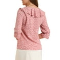 thumbnail image 4 of Allegra K Women's Ruffle Lapel Collar Heart Print Button Down Elbow Sleeve Shirt, 4 of 7
