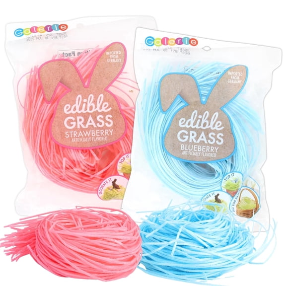 Blue and Pink Edible Easter Grass, Basket Stuffer Candy, Pack of 2, 1 Ounce Each