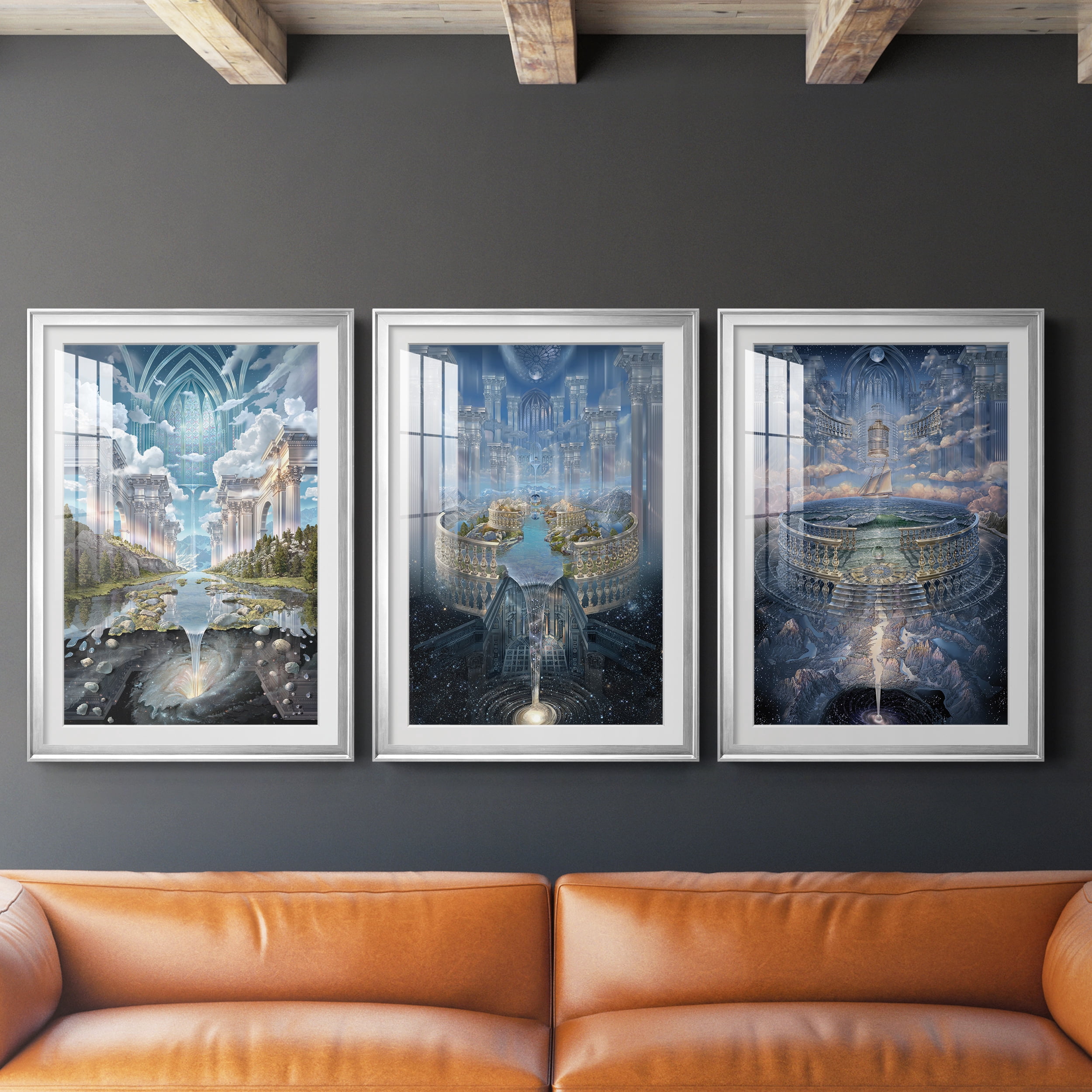 Genesis II Premium Framed Prints Set of 3 - Ready to Hang - 30.5 x 42.5 Each - Silver Frame