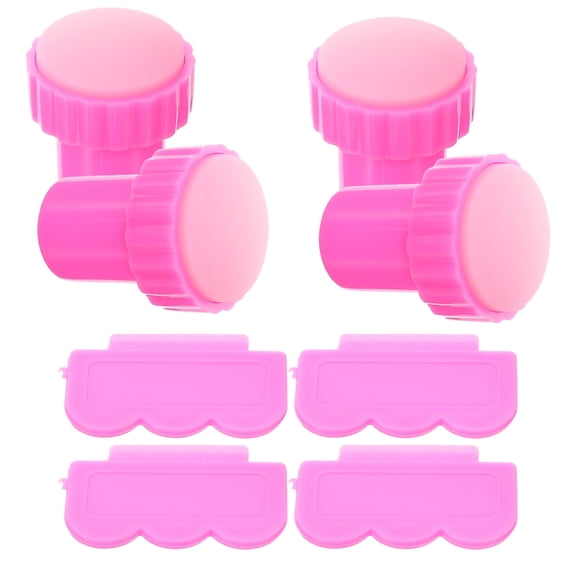 ibasenice 4Sets French Silicone Nail Stamper Rosy Color Salon Nail Art Supplies