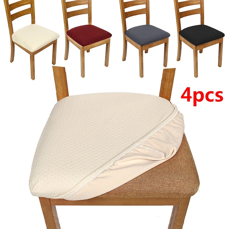 4Pcs/set Stretch Chair Seat Covers Dining Chair Seat Cushion Protectors Chair Slipcovers 