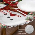 thumbnail image 3 of Red Christmas Snowman Round Tablecloth, Fitted Table Cover with Elastic for 55"-60" Round Tables, Xmas Snowflake Elk Tree Balls Table Cloth Outdoor Indoor Dinning Party Waterproof Tablecloths, 3 of 7