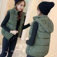 thumbnail image 2 of comerut Women Hooded Vest Detachable Hat Zipper Pockets Solid Color Thicken Cardigan Keep Warm Casual Style Sleeveless Jacket Autumn Winter Clothing for Outdoor, 2 of 8