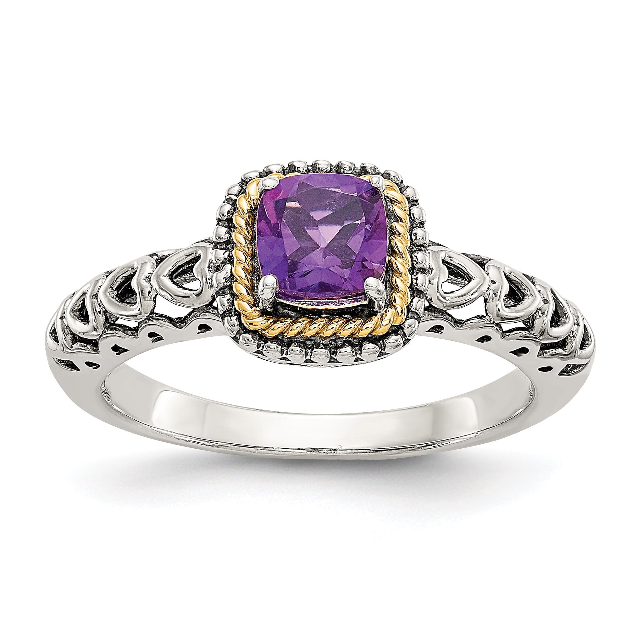Sterling Silver with 14k Antiqued Amethyst Ring Sterling Silver with 14k Antiqued Amethyst Ring