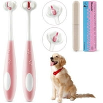 2 Pcs 3-Sided Dog Toothbrush, Puppy Toothbrushes, Ultra Soft Nano Bristles, Suitable for Teeth with Sensitive Gums, Pet Dental Care Oral Hygiene, for Small and Medium Dogs