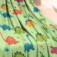 thumbnail image 3 of Green Dinosaurs Cacti Hearts Blanket,Comfortable Soft Flannel Throw Blanket,All Season,Warm Lightweight Blankets for Sofa Bed Couch Living Room Chair,30"x40", 3 of 4