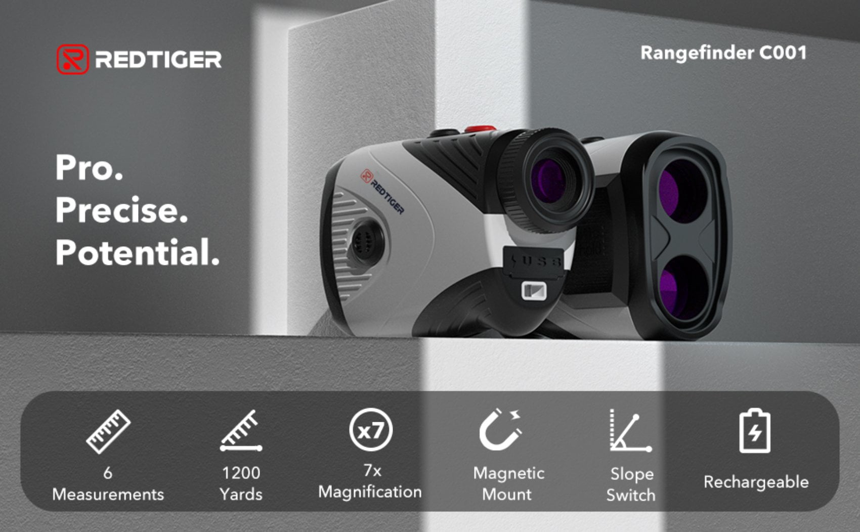 REDTIGER Laser Golf/Hunting Rangefinder, 7X Magnification Clear View 1200 Yards Laser Range Finder, Slope Measurement, Flag Pole Lockin, Short