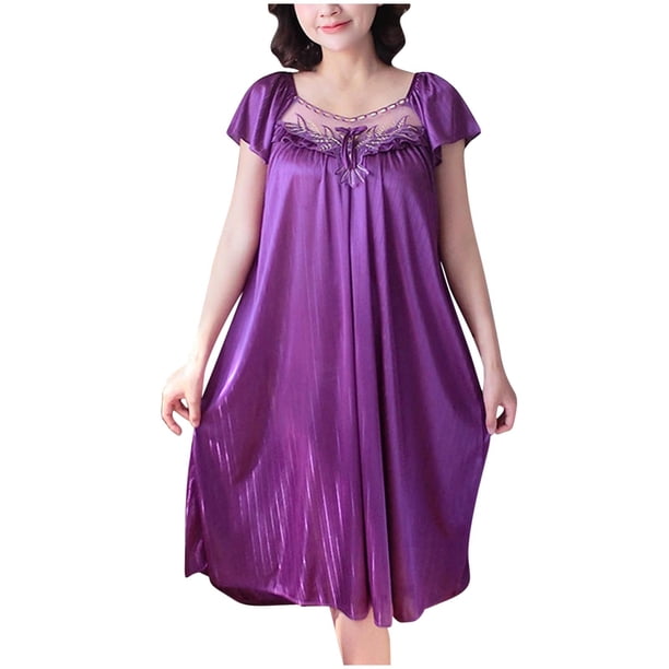 Vestido de Manga Corta para las Mujeres, Cintura Alta Cuello Redondo Color Sólido Mini, Moda Vestido de Verano Casual