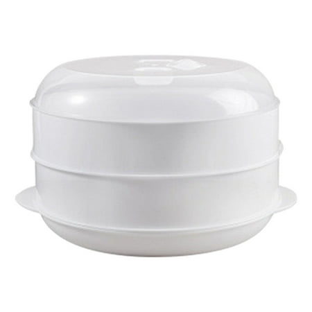 

Round ABS Microwave Steamer for Cooking Heating Steamer Dish with Lid Healthy Veggies Fish Cookware Up to 248F degree - Tier