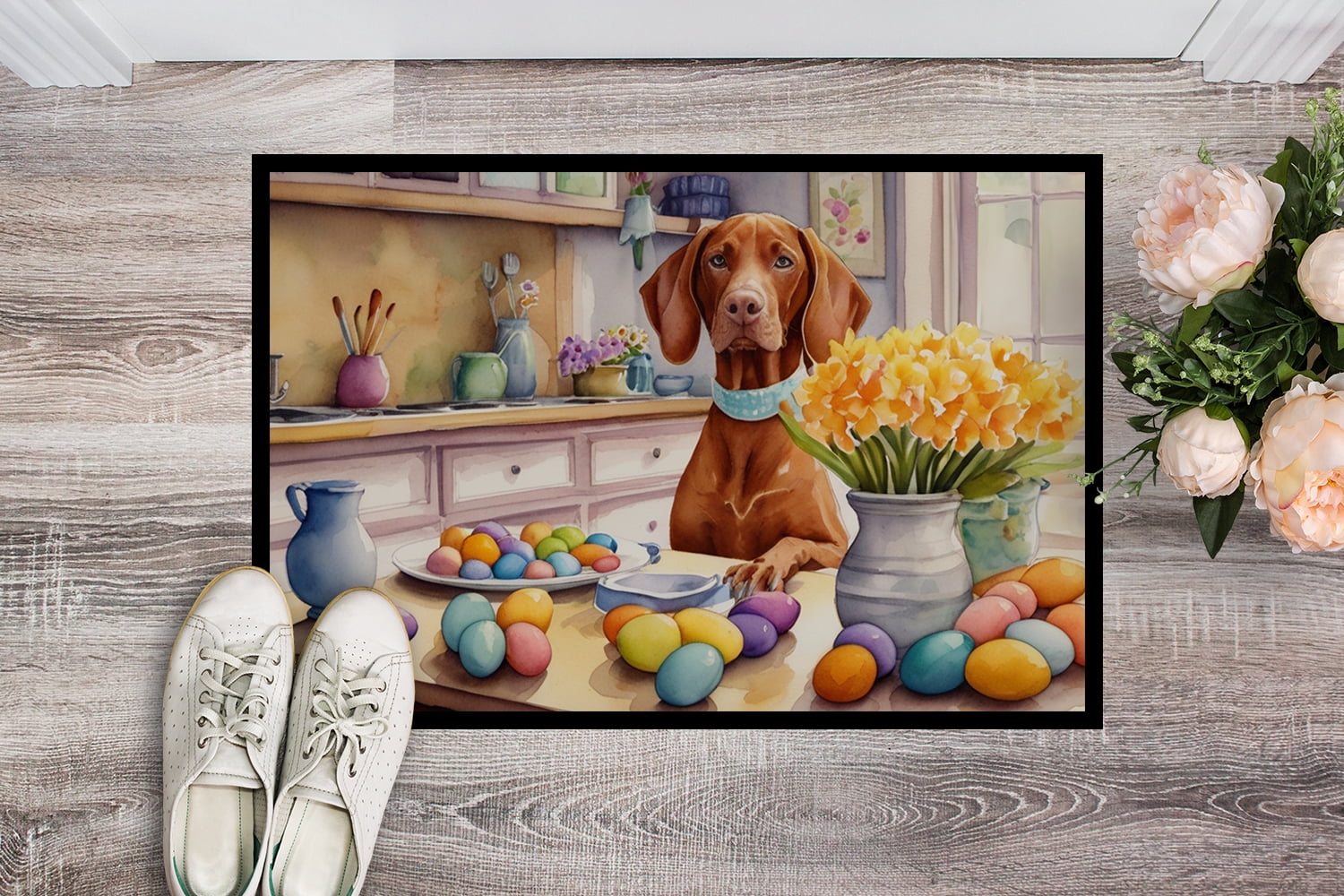 Decorating Easter Vizsla Doormat 36 in x 24 in