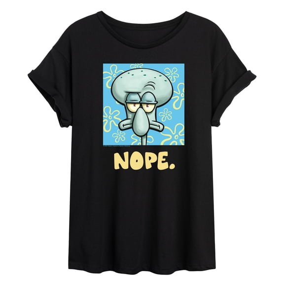 SpongeBob SquarePants - Nope Squidward - Juniors Oversized Graphic T-Shirt