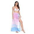 thumbnail image 2 of FORMRS Womens Long Sarong Beach Wrap Semi-Sheer Bikini Skirt Bathing Swimsuit Cover Up, Light Pink Stripes, 2 of 7