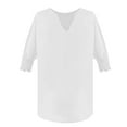 thumbnail image 3 of Yubnlvae Women's Loose V-Neck Batwing Sleeve 3/4 Length Cotton T-Shirt – Black, White, Grey, Green, Purple, Red, Blue (S-XXL) (White | M), 3 of 6