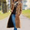 thumbnail image 6 of SDNall Women's Long Wool Blend Coat, Thick Stand Collar Double Breasted Trench with Inner Lining, 6 of 7
