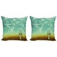thumbnail image 1 of Ambesonne Music Throw Pillow Cover 2 Pack, Old Worn Trumpet Grungy, 20", Sea Green Brown, 1 of 6